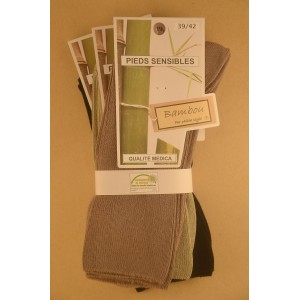 Chaussettes en bambou jambes sensibles (3 paires) - noir, gris, taupe